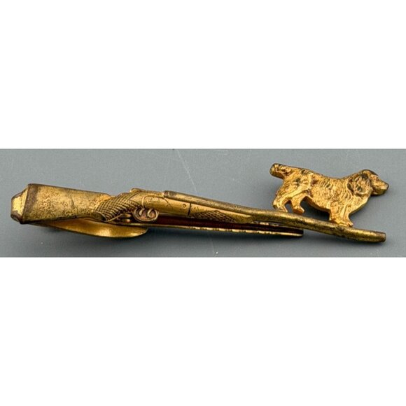 Vintage Hickok USA Hunting Dog Shotgun Tie Bar 2.5